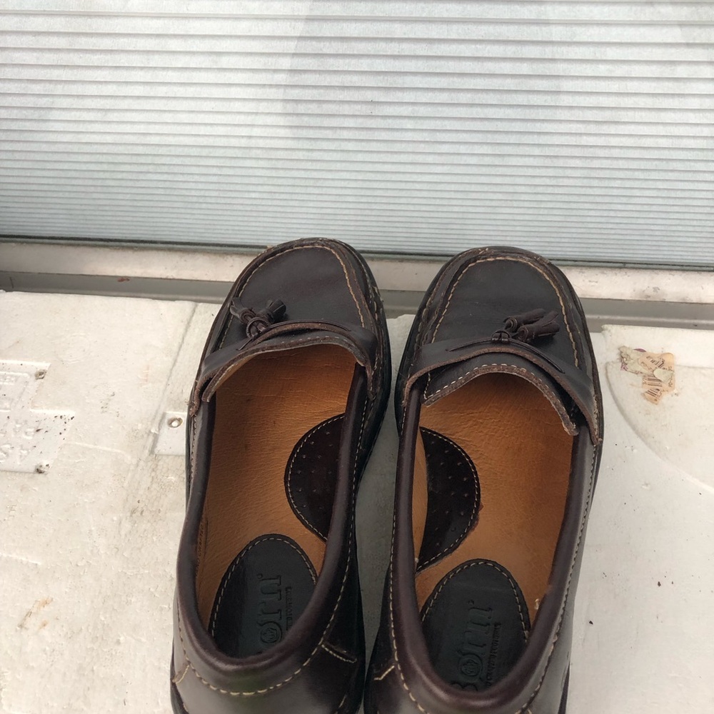 Born Women’s Brown Leather Suede Tassel Slip On Loafers Flats Shoes Size 6.5 - Picture 7 of 12